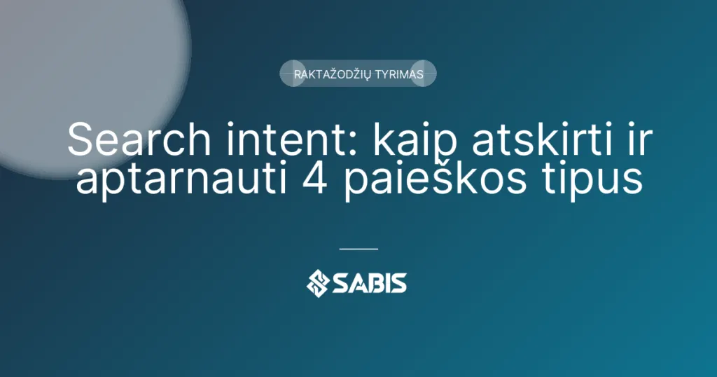Search intent: kaip atskirti ir aptarnauti 4 paieškos tipus (search intent, paieškos intent, SERP analizė, Raktažodžių tyrimas) | SABIS SEO paslaugos